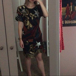 Vintage beaded silk dress